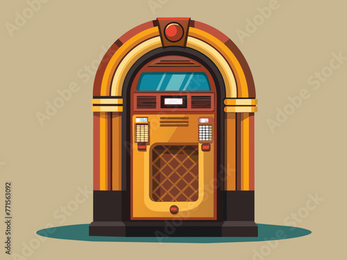 Fashioned retro jukebox in minimalist background. Vibrant color fashioned jukebox. Highly detailed vector illustration.