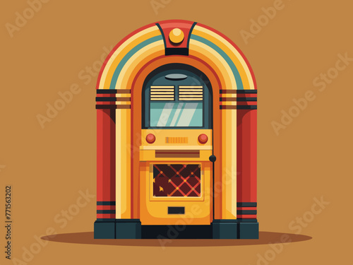 Fashioned retro jukebox in minimalist background. Vibrant color fashioned jukebox. Highly detailed vector illustration.