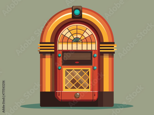 Fashioned retro jukebox in minimalist background. Vibrant color fashioned jukebox. Highly detailed vector illustration.