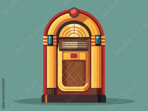 Fashioned retro jukebox in minimalist background. Vibrant color fashioned jukebox. Highly detailed vector illustration.