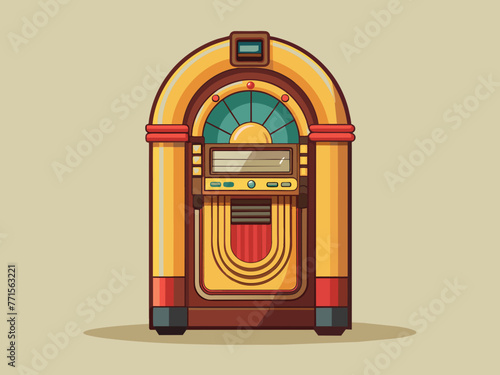 Fashioned retro jukebox in minimalist background. Vibrant color fashioned jukebox. Highly detailed vector illustration.