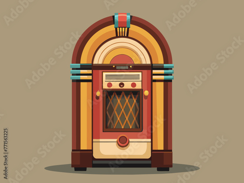 Fashioned retro jukebox in minimalist background. Vibrant color fashioned jukebox. Highly detailed vector illustration.
