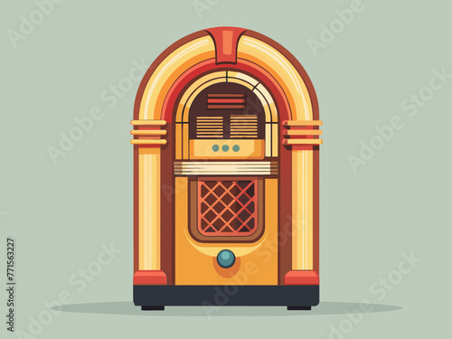 Fashioned retro jukebox in minimalist background. Vibrant color fashioned jukebox. Highly detailed vector illustration.