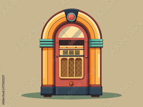 Fashioned retro jukebox in minimalist background. Vibrant color fashioned jukebox. Highly detailed vector illustration.