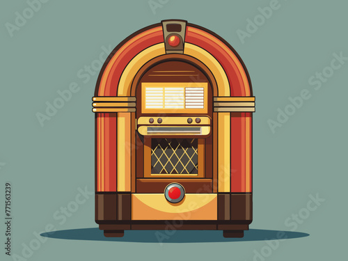 Fashioned retro jukebox in minimalist background. Vibrant color fashioned jukebox. Highly detailed vector illustration.