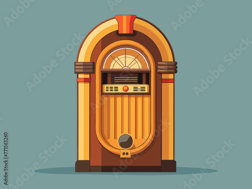 Fashioned retro jukebox in minimalist background. Vibrant color fashioned jukebox. Highly detailed vector illustration.