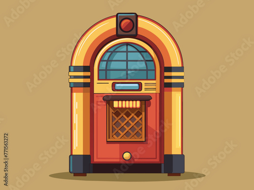 Fashioned retro jukebox in minimalist background. Vibrant color fashioned jukebox. Highly detailed vector illustration.