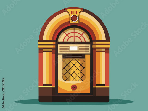 Fashioned retro jukebox in minimalist background. Vibrant color fashioned jukebox. Highly detailed vector illustration.