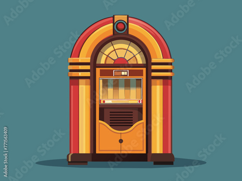 Fashioned retro jukebox in minimalist background. Vibrant color fashioned jukebox. Highly detailed vector illustration.
