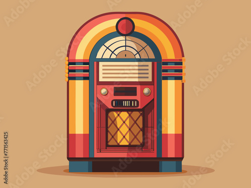 Fashioned retro jukebox in minimalist background. Vibrant color fashioned jukebox. Highly detailed vector illustration.