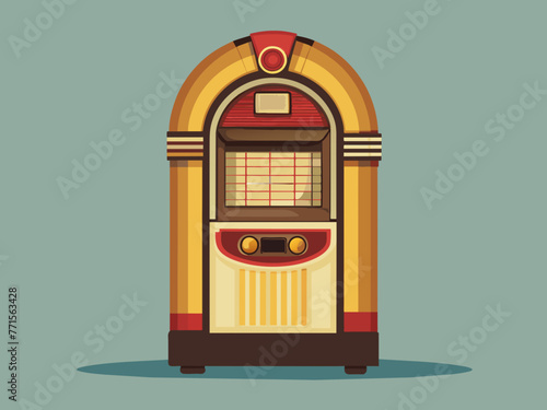 Fashioned retro jukebox in minimalist background. Vibrant color fashioned jukebox. Highly detailed vector illustration.