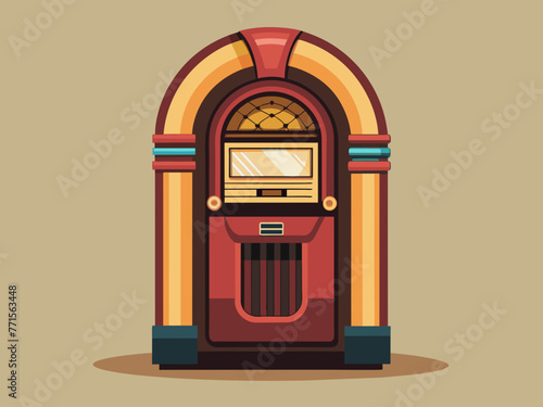 Fashioned retro jukebox in minimalist background. Vibrant color fashioned jukebox. Highly detailed vector illustration.