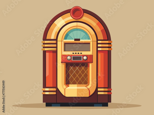 Fashioned retro jukebox in minimalist background. Vibrant color fashioned jukebox. Highly detailed vector illustration.