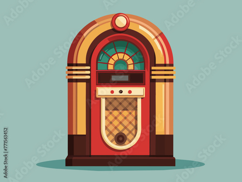 Fashioned retro jukebox in minimalist background. Vibrant color fashioned jukebox. Highly detailed vector illustration.