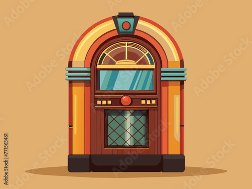 Fashioned retro jukebox in minimalist background. Vibrant color fashioned jukebox. Highly detailed vector illustration.