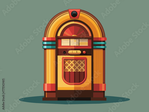 Fashioned retro jukebox in minimalist background. Vibrant color fashioned jukebox. Highly detailed vector illustration.