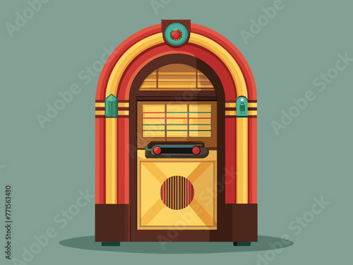 Fashioned retro jukebox in minimalist background. Vibrant color fashioned jukebox. Highly detailed vector illustration.