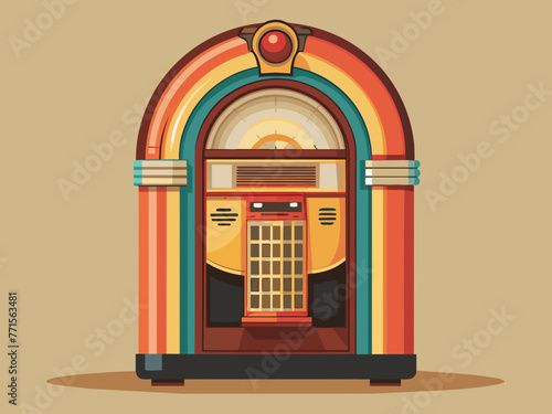 Fashioned retro jukebox in minimalist background. Vibrant color fashioned jukebox. Highly detailed vector illustration.