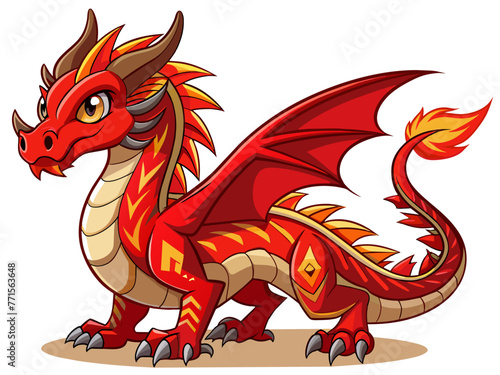 Highly detailed vector of a red dragon.