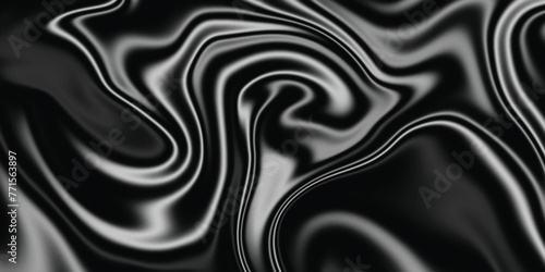 Abstract flowing liquid curve line. Silver black metallic. Modern fluid background. Black and silver background. Beautiful Marbling liquify.