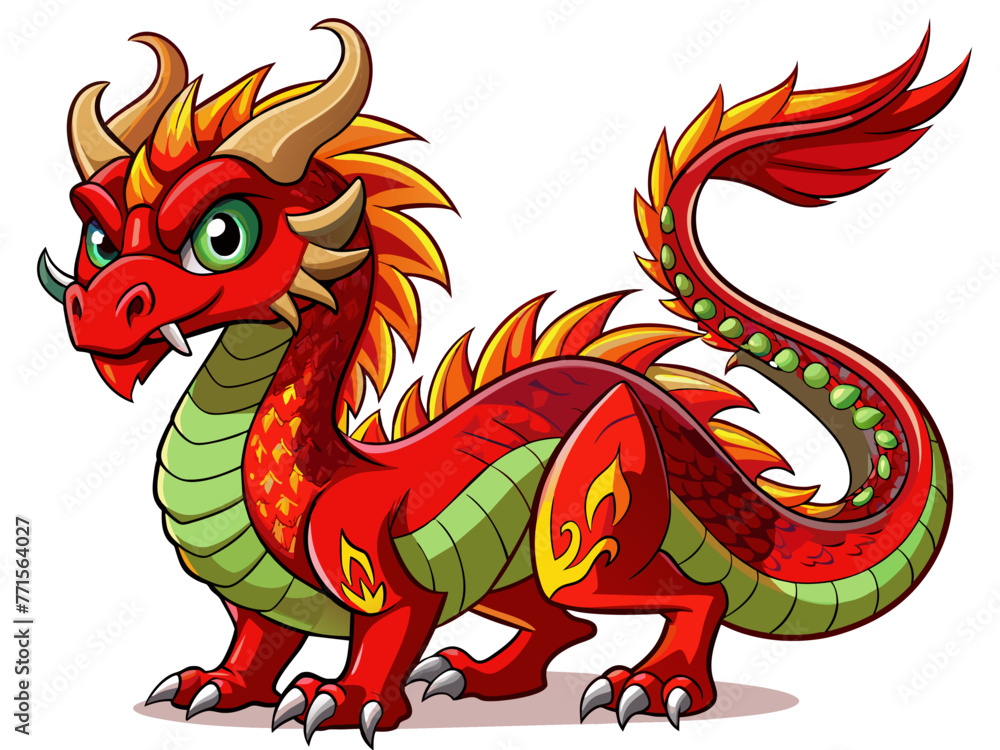 Naklejka premium Highly detailed vector of a red dragon.