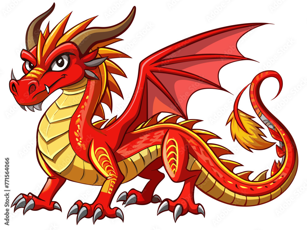 Obraz premium Highly detailed vector of a red dragon.