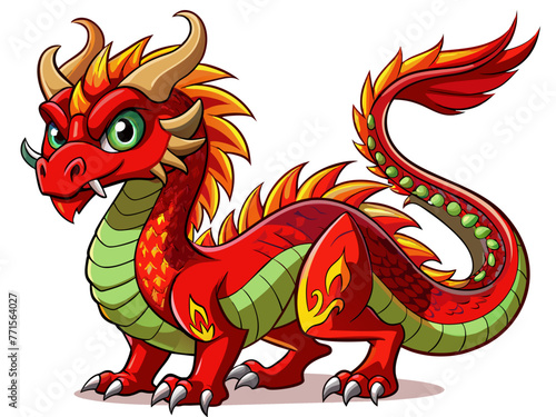 Highly detailed vector of a red dragon.