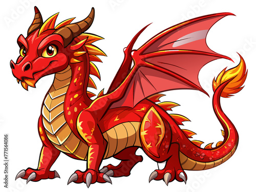 Highly detailed vector of a red dragon.