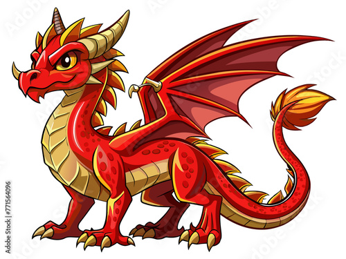 Highly detailed vector of a red dragon.