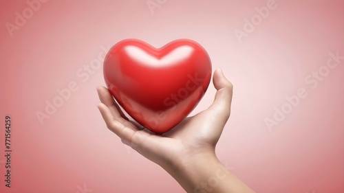 Heart in hand giving heart donation concept.