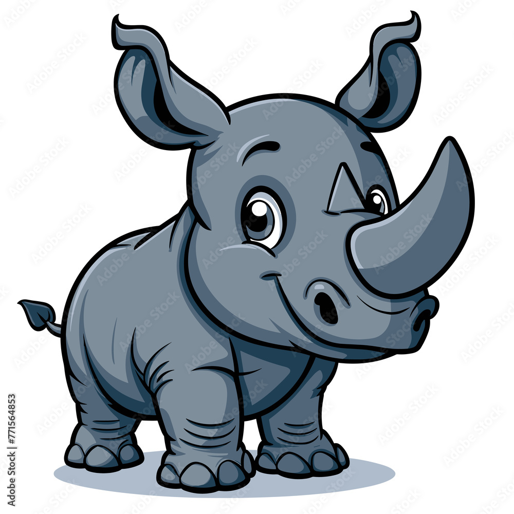 Obraz premium Rhino Cartoon Icon, Isolated Transparent Background Images