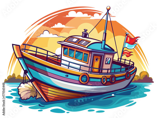 Highly detailed vector of a boat.