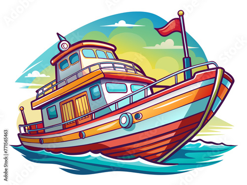 Highly detailed vector of a boat.