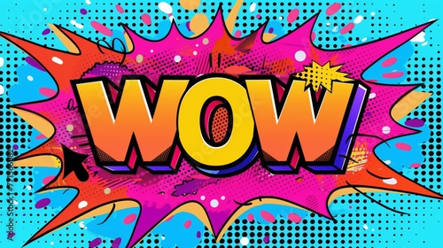 Comic Speech Bubble with WOW text in pop art style