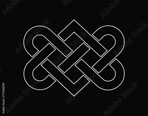 Celtic Knot - Beautiful Celtic knot  white line design isolated on black background