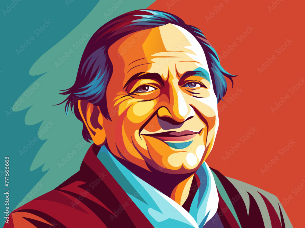 Minimalist style of a wise man smiling. Close up art illustration. Minimalist style of a wise man smiling. Close up art illustration.