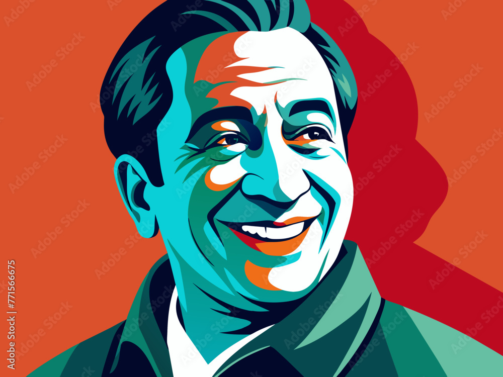 Minimalist style of a wise man smiling. Close up art illustration. Minimalist style of a wise man smiling. Close up art illustration.