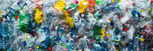 pile of plastic at a recycling plant photo