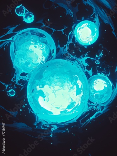 Osmotic pressure in solution, aerial shot, glowing teal force, high contrast, detailed effect photo