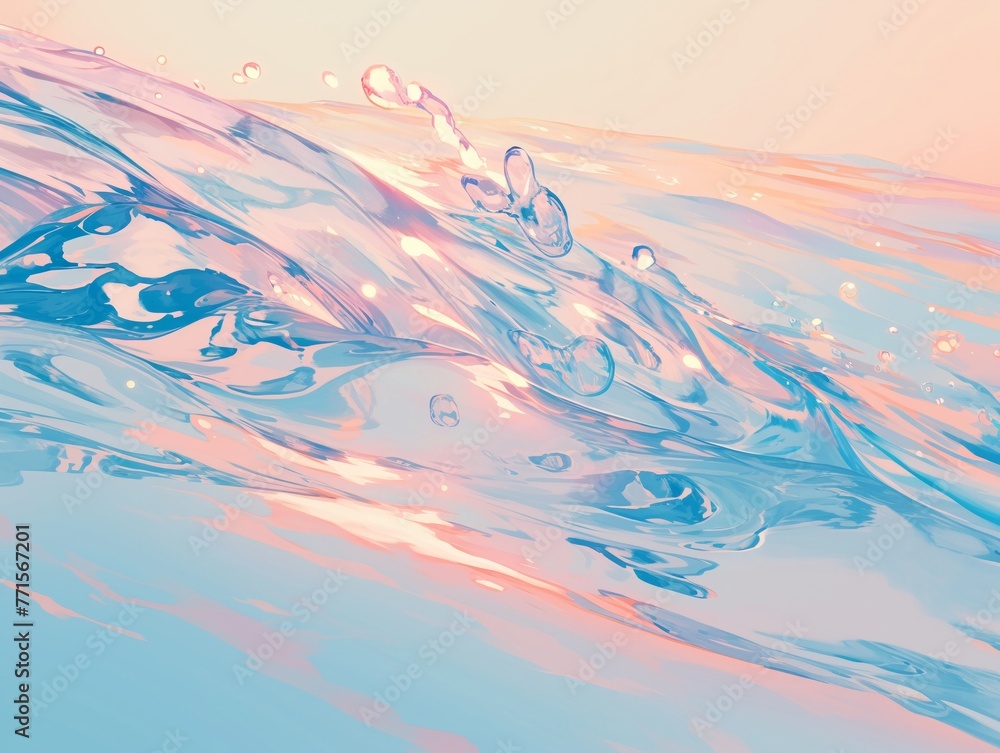 Platelets in a flow, serene movement, long exposure look, pastel color palette Platelets in a flow, serene movement, long exposure look, pastel color palette