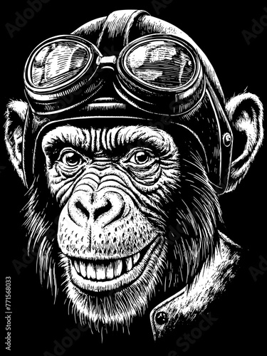 Design of monkey head motorcycle rider.