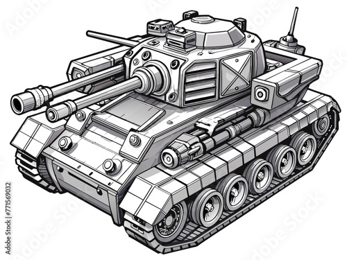 Highly detailed vector of a tank.