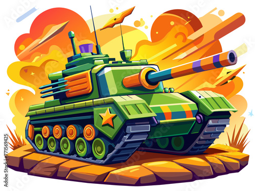 Highly detailed vector of a tank.