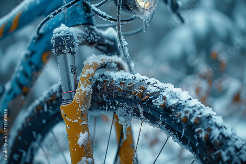 Bicycle wheel in severe frost