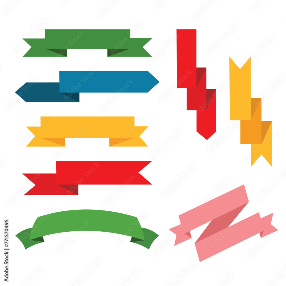 Fototapeta premium Set of colorful and shapes ribbon banners vector illustration