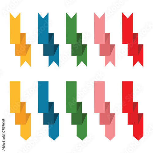 Set of colorful and shapes ribbon banners vector illustration