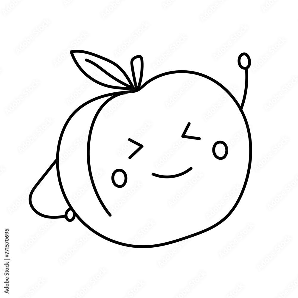Cartoon peach. Vector illustration in doodle style. Cartoon peach. Vector illustration in doodle style.
