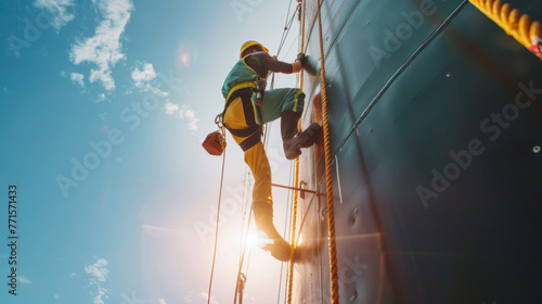 Rope Access Abseiling from a Height, Offshore Maintenence Services 