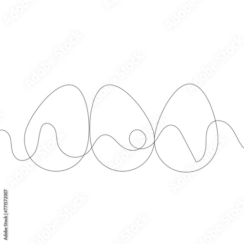 Easter Eggs outline, line art. Vector isolated hand drawn illustration. An element drawn with one black line on a transparent, white background