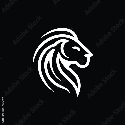 Lion mascot simple vector logo design - 023